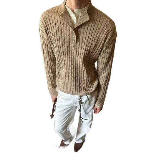 Herren Feinstrickpullover mit dekorativen Knopfdetails EB