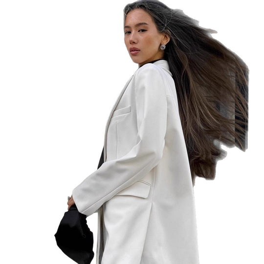 Damen Eleganter Oversized Blazer mit tiefem Schnitt und großen Pattentaschen EB