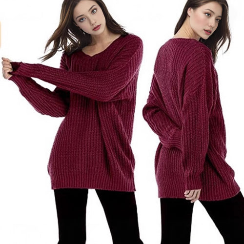 Damen Grobstrickpullover mit weitem Schnitt EB