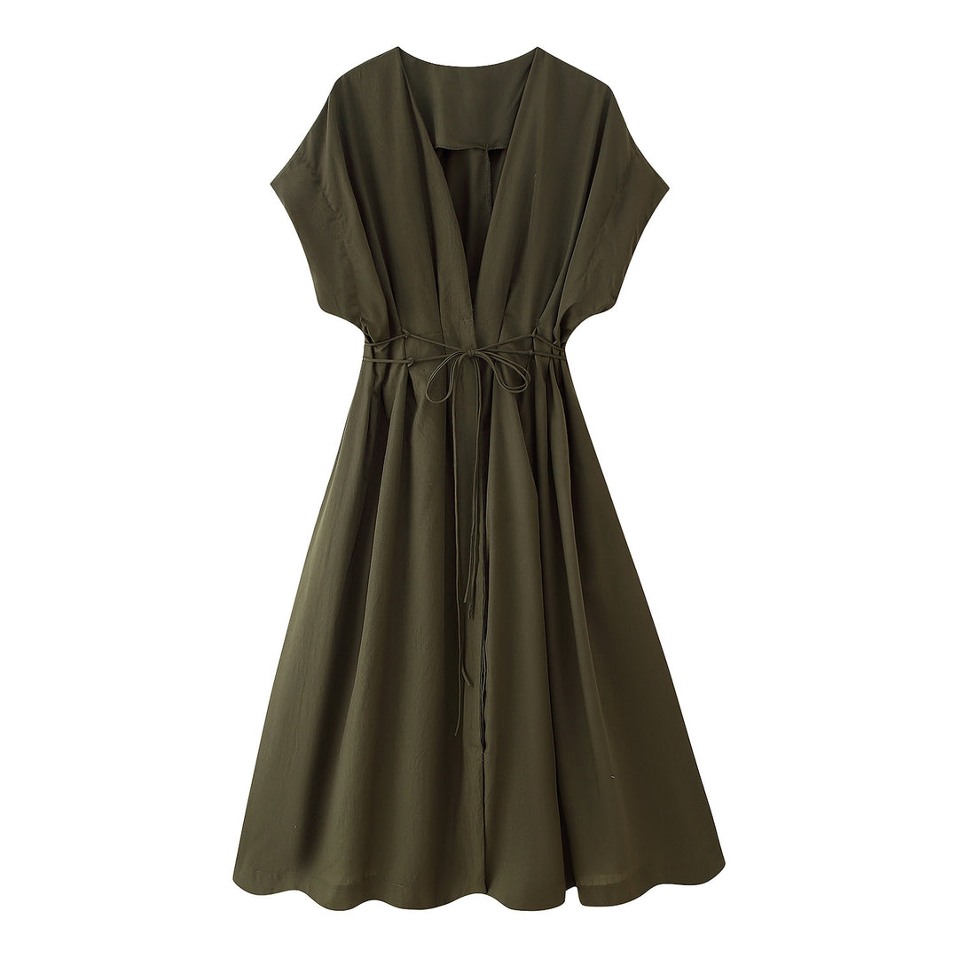 Damen Midikleid mit eleganter Wickeloptik und fließendem Schnitt EB