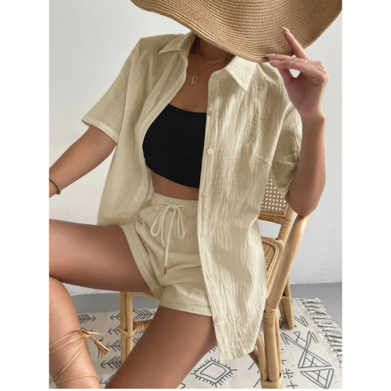 Damen Chice Loungewear-Kombination bestehend aus leichtem, atmungsaktivem Hemd und Shorts EB