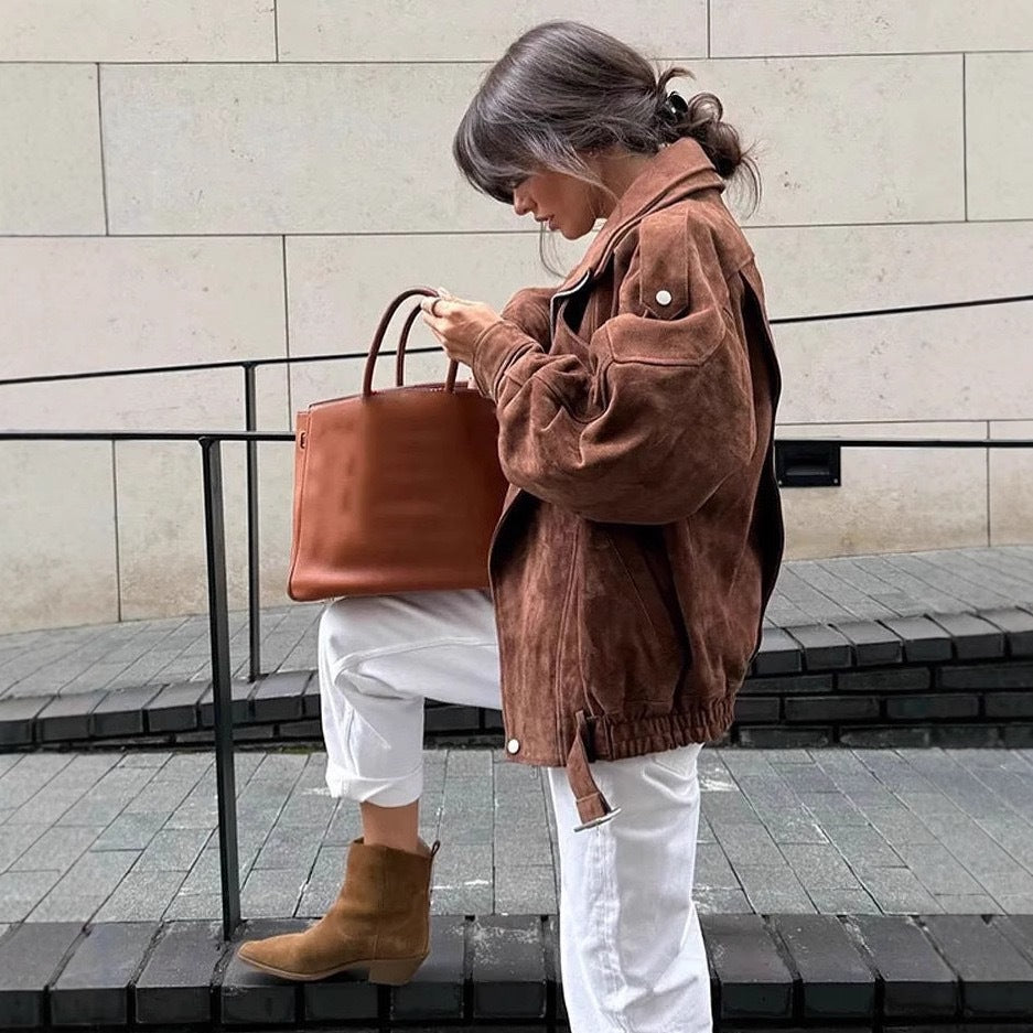 Damen Übergroße jacke mit breitem Kragen EB
