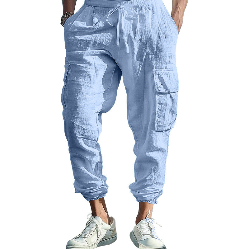 Herren nan lässige Cargo-Jogginghose mit elastischem Bund und großzügigen Seitentaschen EB