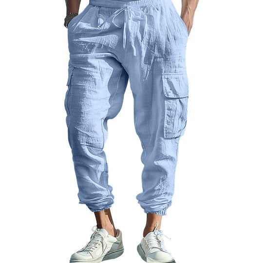 Herren nan lässige Cargo-Jogginghose mit elastischem Bund und großzügigen Seitentaschen EB