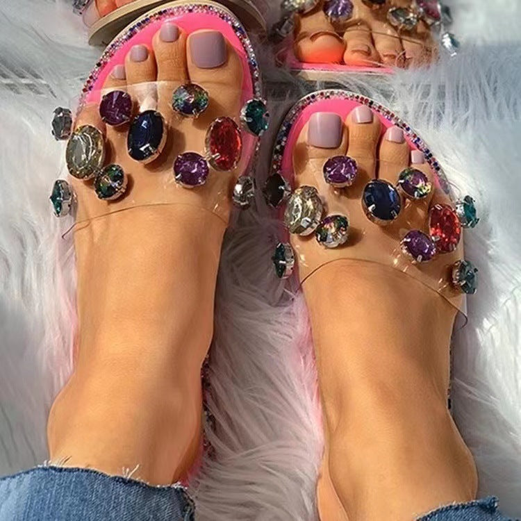 Damen Glitzernde Riemchen-Sandalen mit funkelnden Schmucksteinen EB
