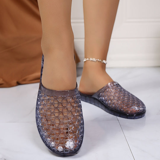 Damen Transparente Komfort-Clogs aus flexiblem Material EB