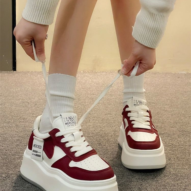 Damen modische Plateau-Sneaker mit hochwertigem Obermaterial und dämpfender Sohle EB