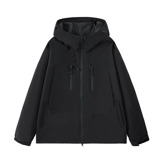 Herren wasserabweisende Outdoor-Jacke mit verstellbarer Kapuze und multifunktionalen Taschen EB