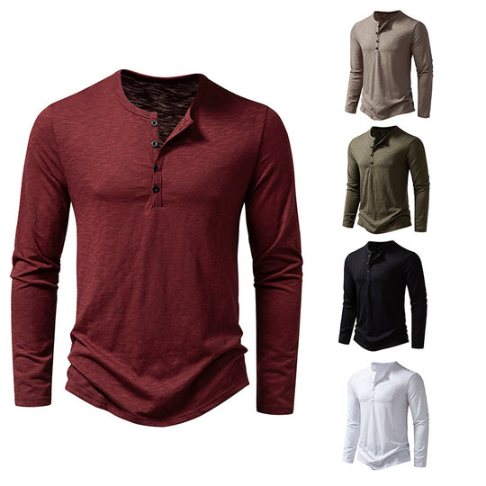 Herren Langarmhenley mit Knopfleiste und lässigem Schnitt EB