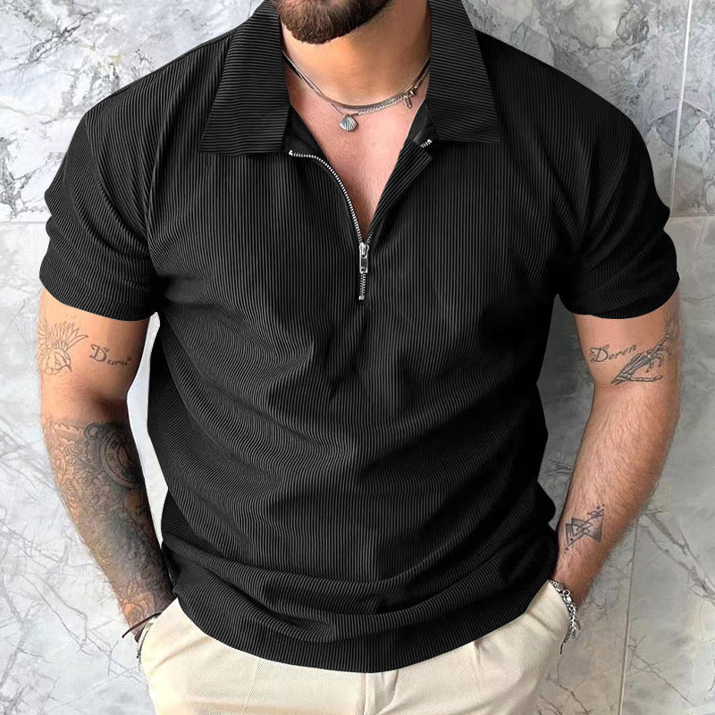 Herren Poloshirt mit modernem Reißverschluss und strukturiertem Design EB