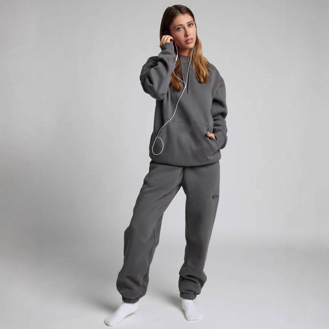 Damen nan Kapuzensweatshirt mit integrierter Schlafblende und weichem Fleece-Innenfutter EB