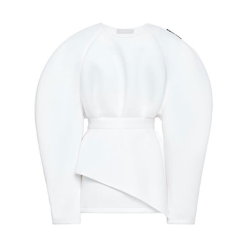 Damen modischer Sweatshirt mit Ballonärmeln EB