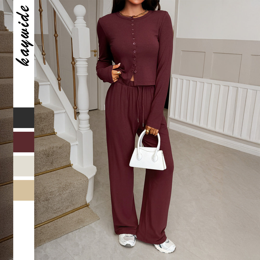 Damen nan cropped Kapuzen-Sweatjacke mit Tunnelzug und hochgeschnittener Palazzo-Hose EB