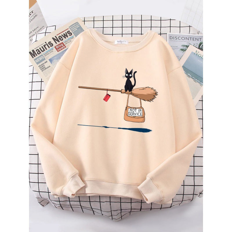 Damen Sweatshirt mit kreativem Katzenmotiv EB