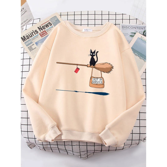 Damen Sweatshirt mit kreativem Katzenmotiv EB