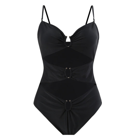 Damen Einteiler Badeanzug mit raffinierten Cut-Outs und stilvollem Wickeldetail EB