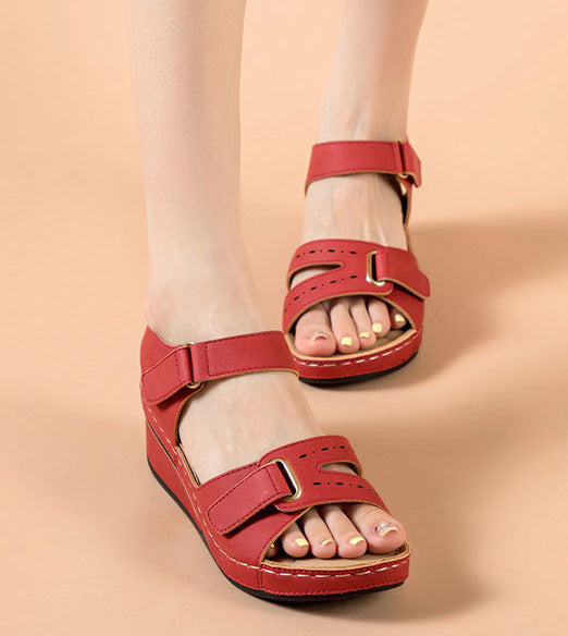Damen Komfortable Wedge-Sandalen mit verstellbarem Riemen EB
