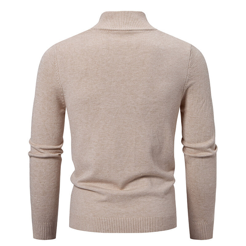 Herren modische Strickjacke mit hohem Kragen und funktionellem Reißverschluss EB