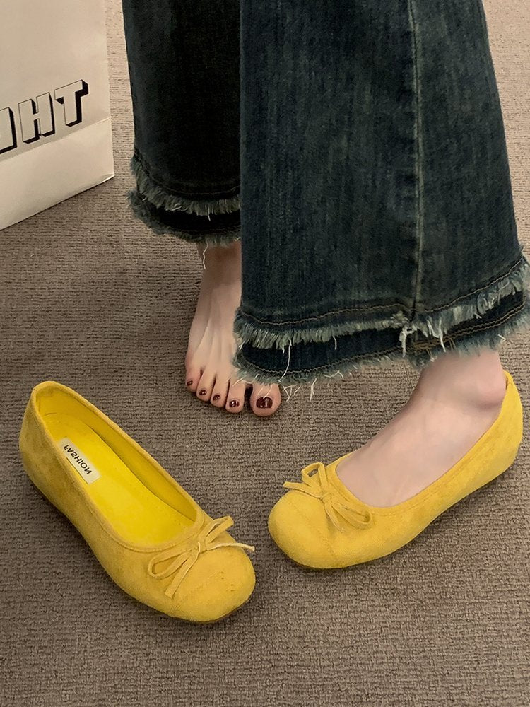 Damen Ballerinas mit dekorativem Schleifendetail und hochwertiger Fleeceaussensohle EB
