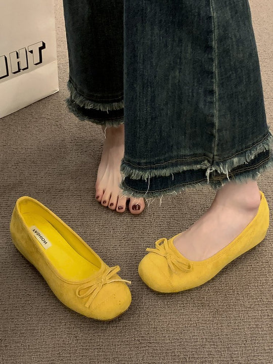 Damen Ballerinas mit dekorativem Schleifendetail und hochwertiger Fleeceaussensohle EB