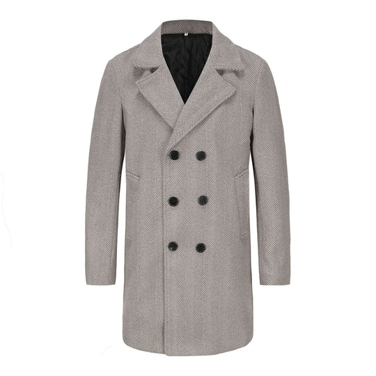 Herren eleganter Doppelreiher-Mantel mit strukturiertem Obermaterial EB