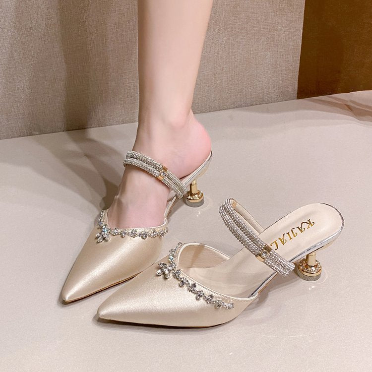 Damen Glamouröse Slingback-Pumps mit funkelnder Verzierung EB