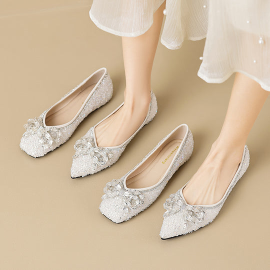 Damen Ballerinas mit funkelndem Strass-Design EB