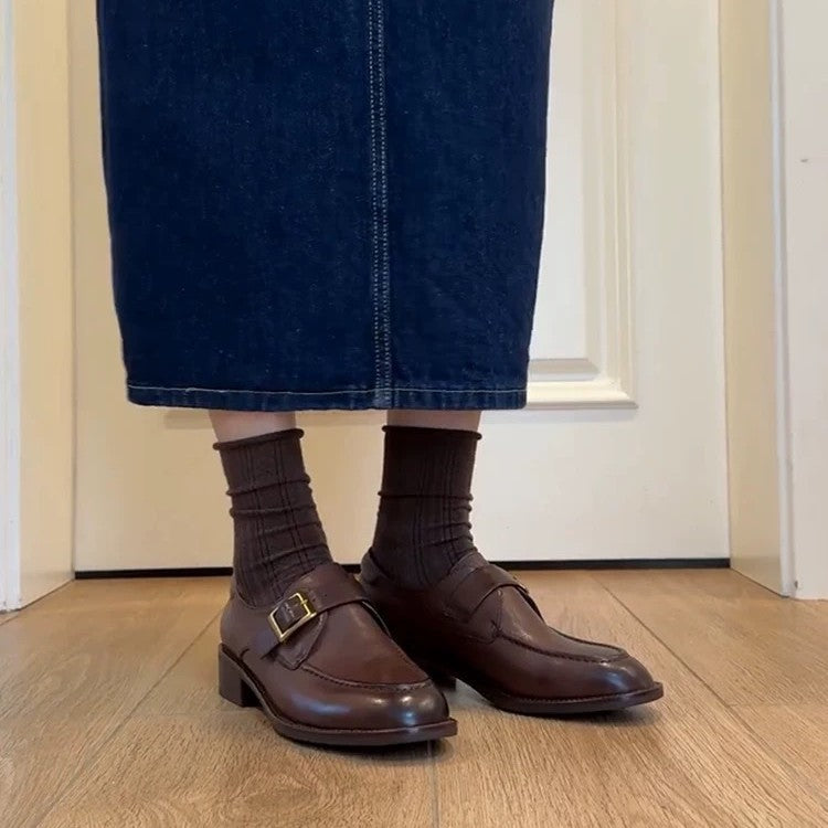 Damen elegante Mokassins mit Schnallenverzierung EB
