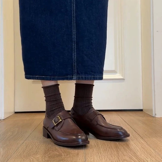 Damen elegante Mokassins mit Schnallenverzierung EB