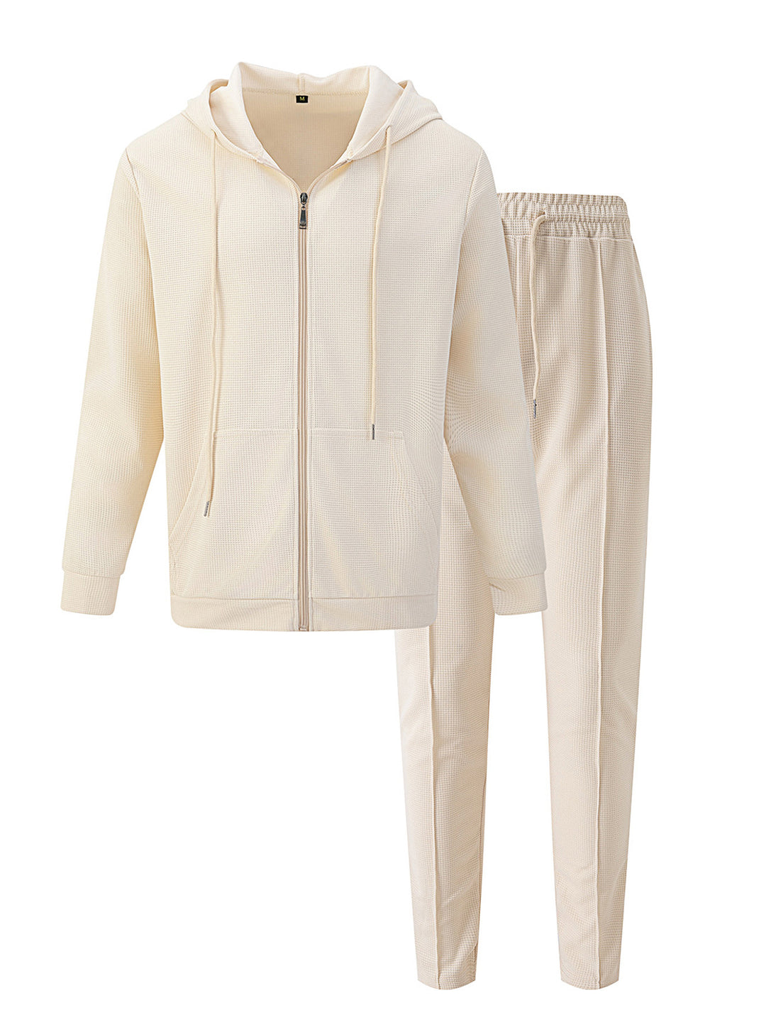Herren nan Waffelstruktur-Jogginganzug mit Kapuzen-Zipjacke und konisch geschnittener Jogginghose EB