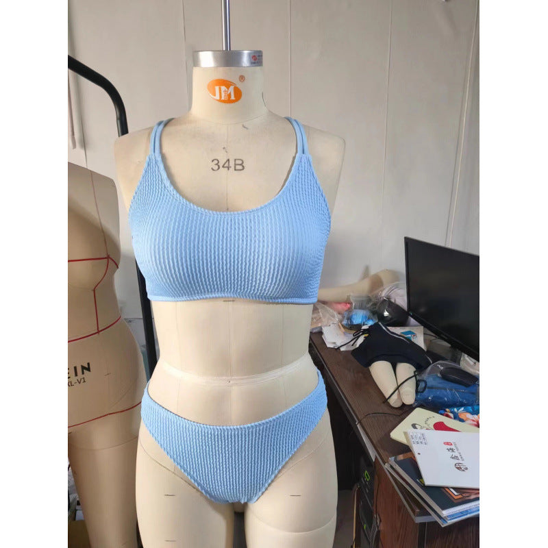 Damen Bikini-Set mit strukturierter Oberfläche und verstellbaren Trägern EB