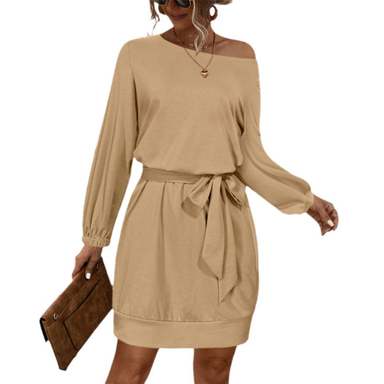 Damen lockeres Minikleid mit schickem Taillengürtel und lässigem Schnitt EB