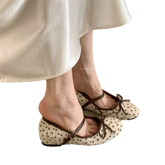 Damen Ballerinas mit verstellbarem Riemen und dekorativem Schleifenakzent EB