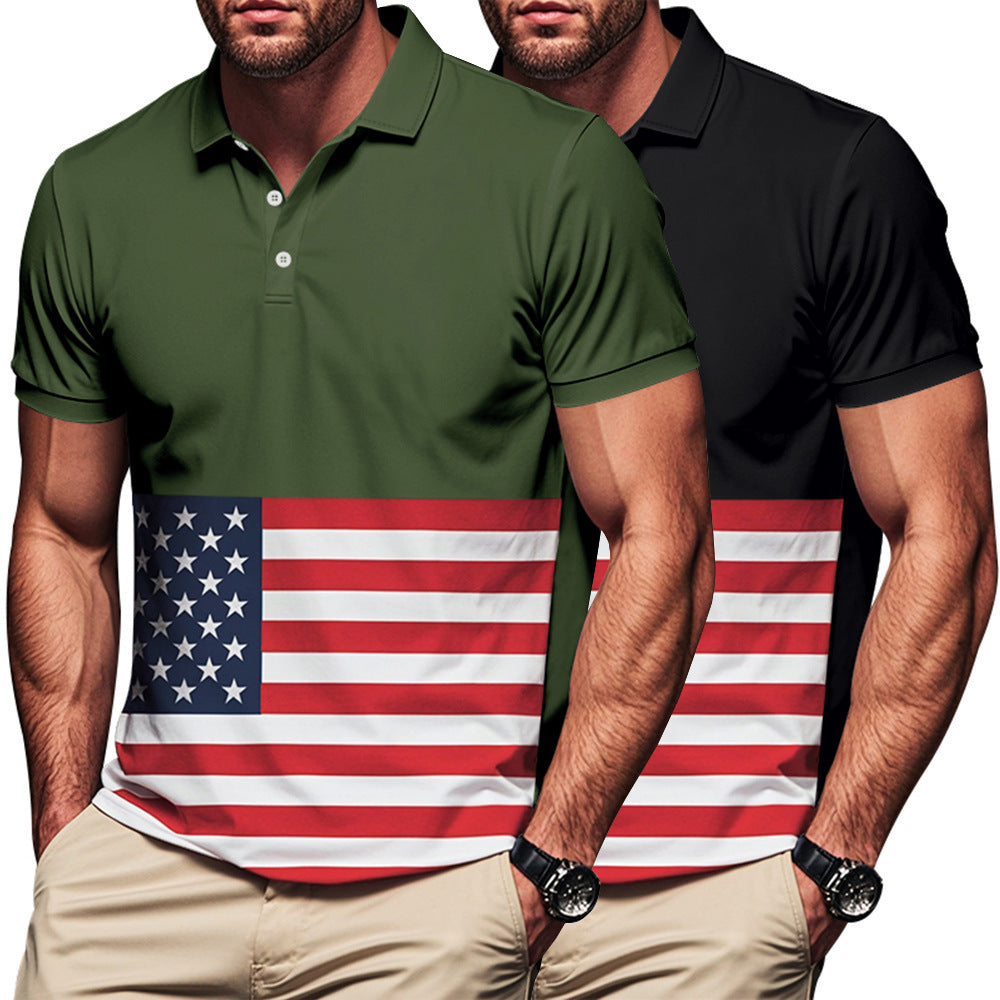Herren Polo-Shirt mit Flaggenmotiv und klassischem Kragen EB