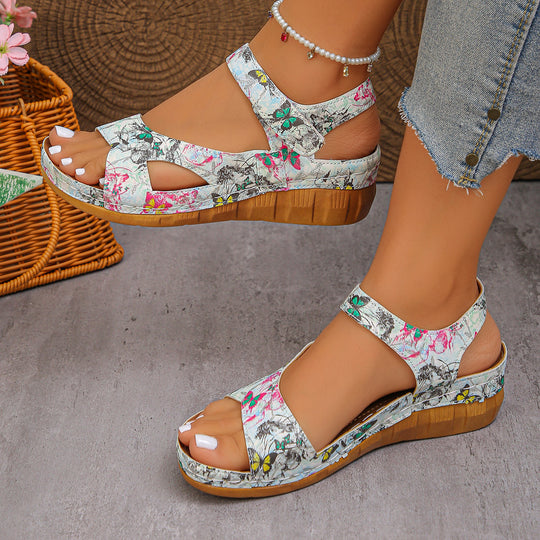 Damen komfortable und luftige Wedge-Sandalen mit verstellbaren Riemen EB