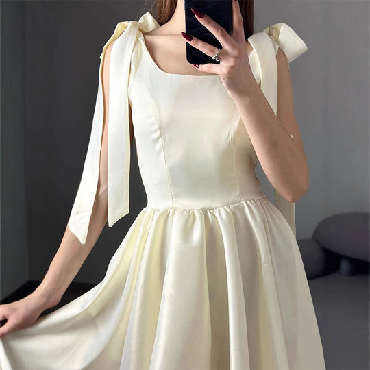 Damen lässiges Sommerkleid mit Schleifen EB
