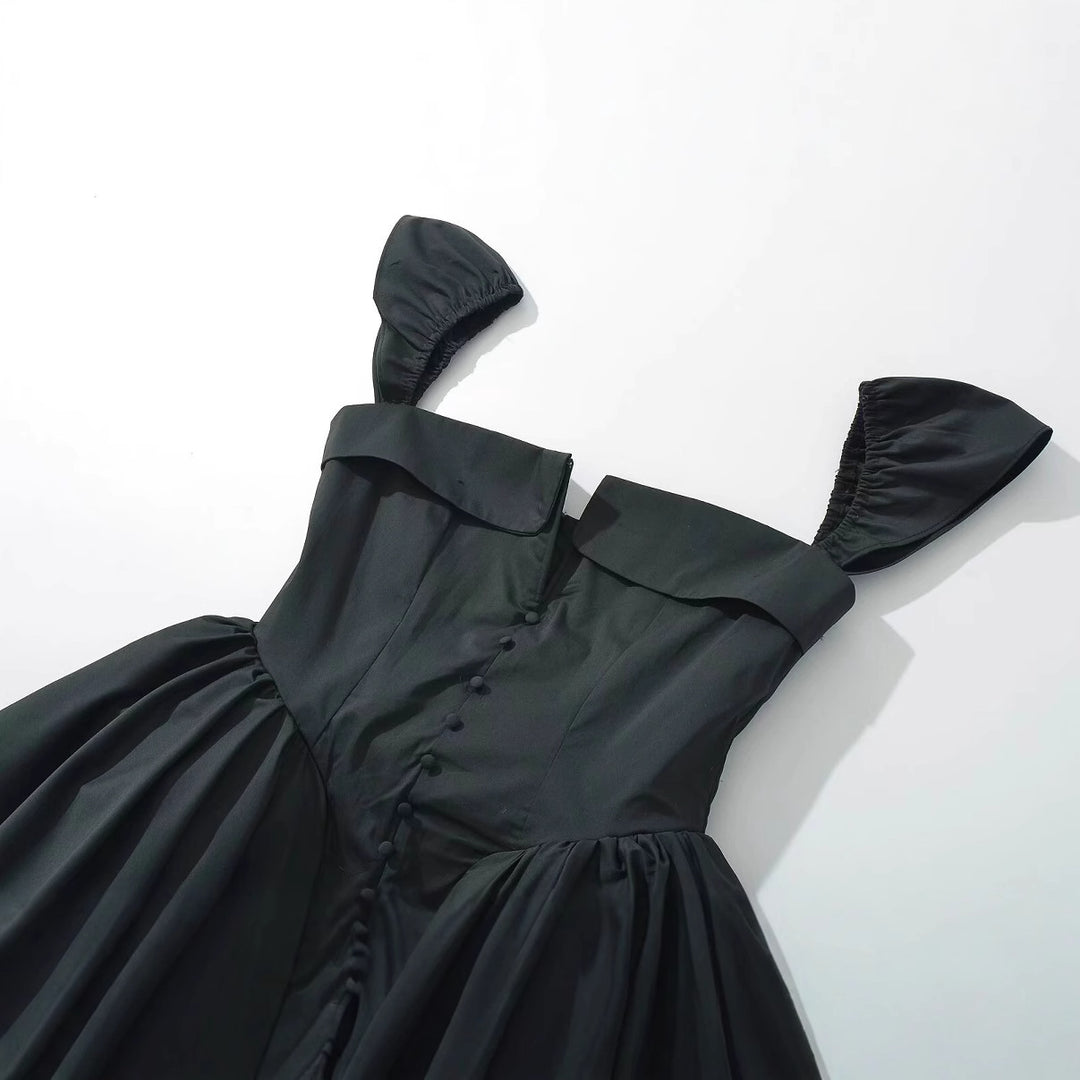 Damen Puffärmel Kleid mit taillierter Silhouette und elegantem Rüschensaum EB