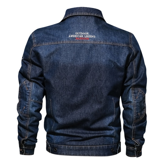 Herren Denim-Truckerjacke mit markanten Kontrastnähten und Brusttaschen EB