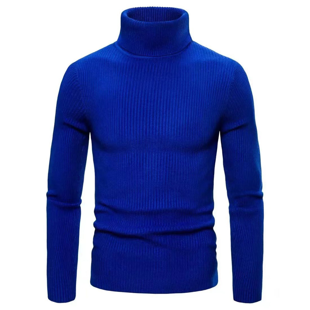 Herren Stehkragen Pullover aus ribbeltem Strick EB