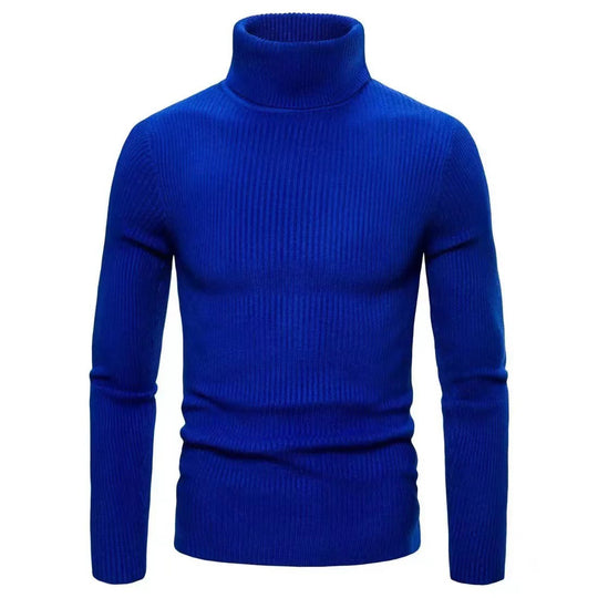 Herren Stehkragen Pullover aus ribbeltem Strick EB
