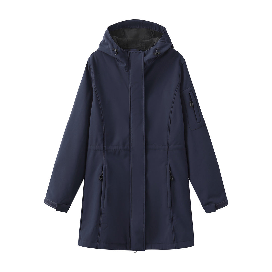 Damen nan funktionaler Softshell-Parka mit Teddyfleece-Futter, Kapuze und Taillenzug EB