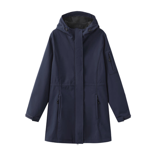 Damen nan funktionaler Softshell-Parka mit Teddyfleece-Futter, Kapuze und Taillenzug EB