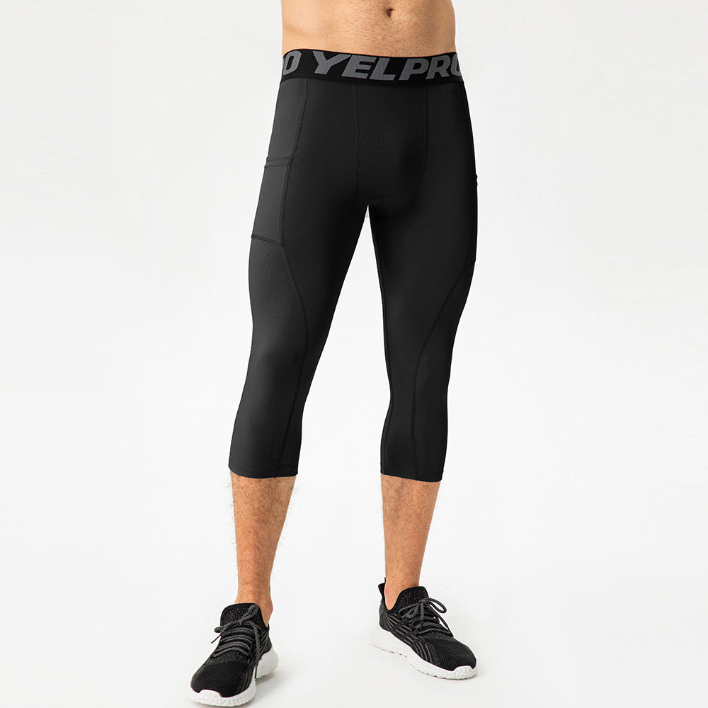 Herren Sportliche Kompressions-Leggings mit praktischen Taschen und atmungsaktiver Technologie EB