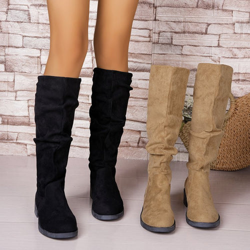 Damen Modische Stiefel mit weichem Wildleder-Look und rutschfester Sohle EB