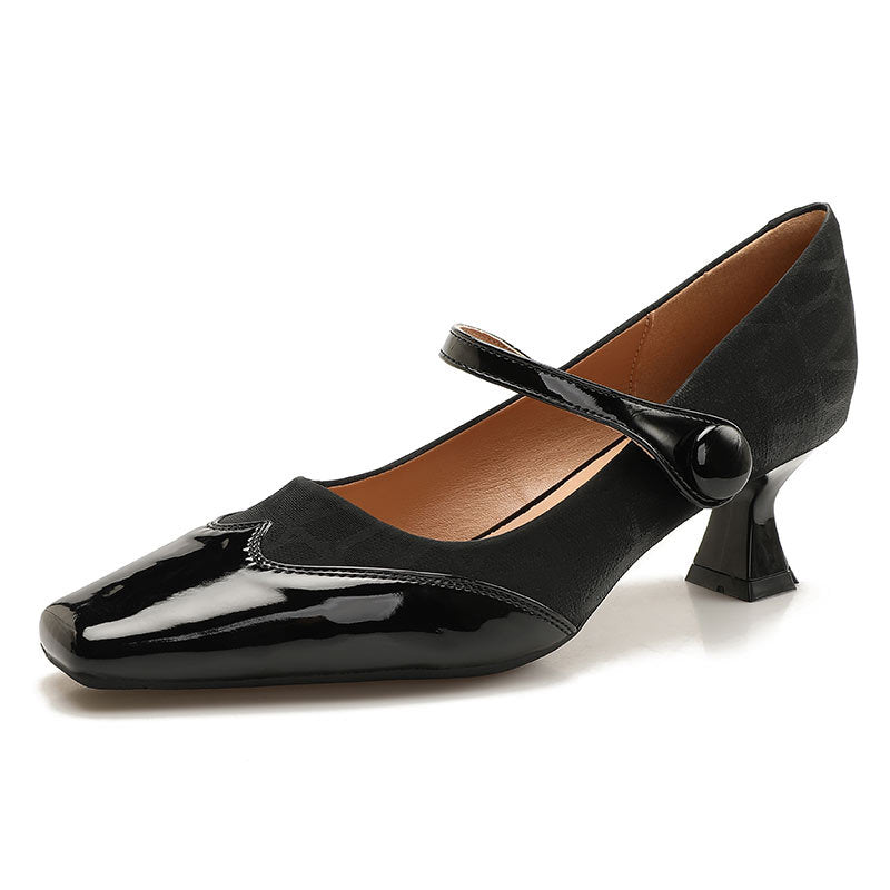 Damen elegante Mary Jane Pumps mit komfortablem Blockabsatz und verstellbarem Riemen EB