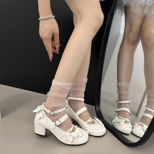Damen Vintage Ballerinas mit Herz-Details EB