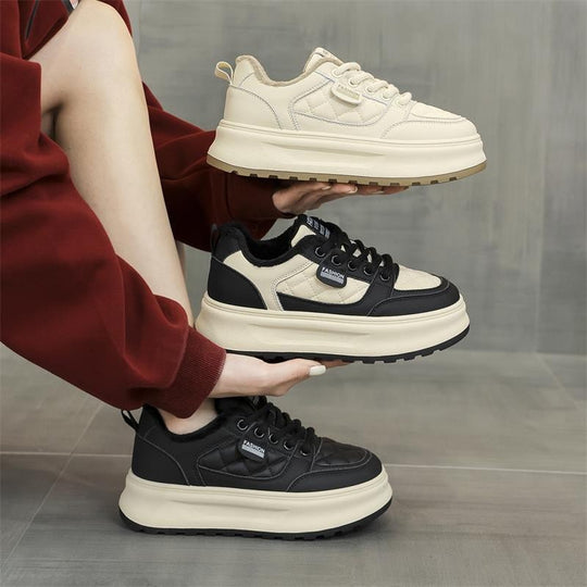 Damen Modische Sneakers mit wärmendem Fleecefutter und rutschfester Sohle EB