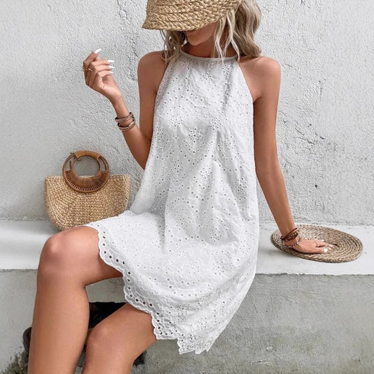Damen Sommerkleid mit Spitzenmuster und lockerer Passform EB