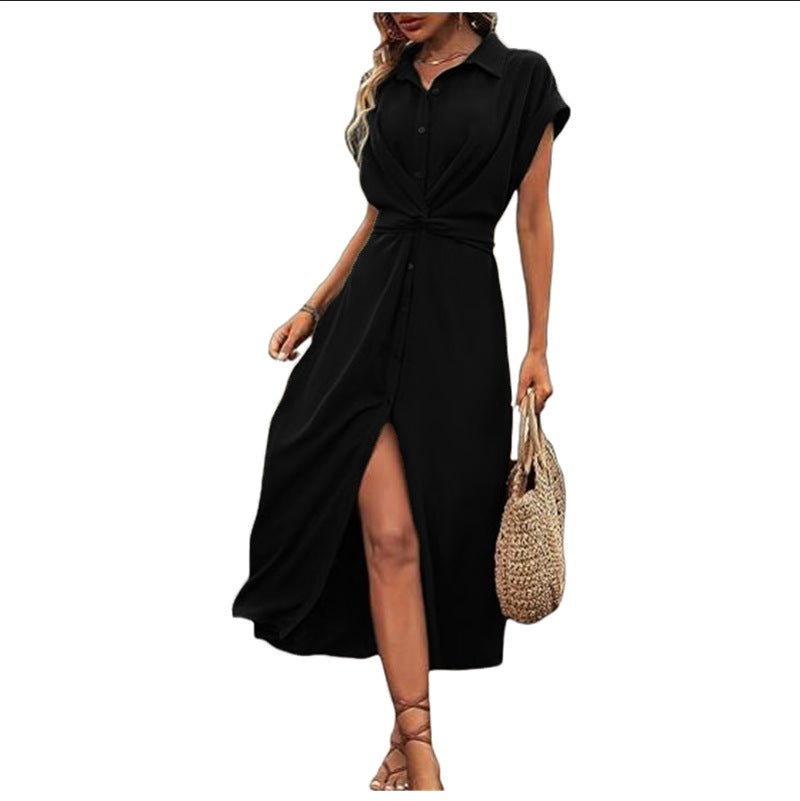Damen Knielanges Hemdblusenkleid EB