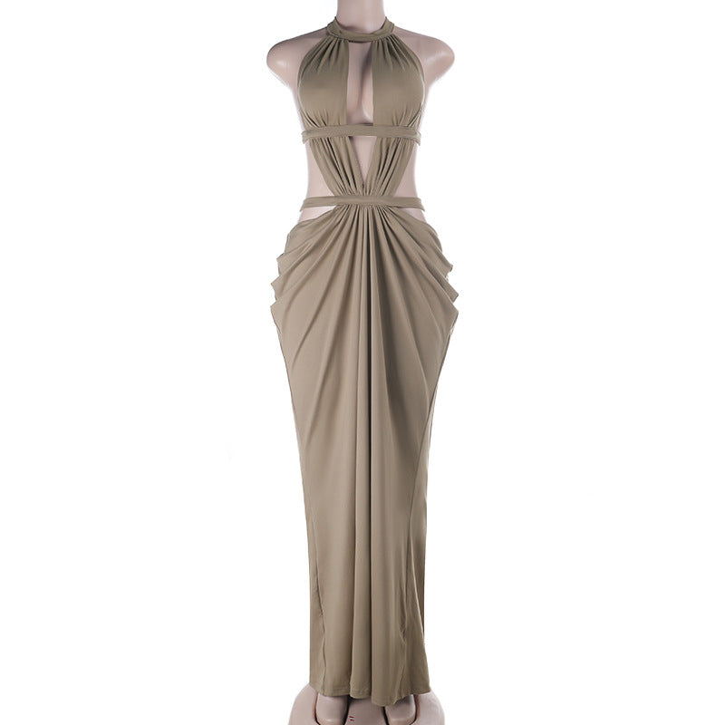 Damen elegantes Wickelkleid mit tiefem V-Ausschnitt und modischen Drapierungen EB